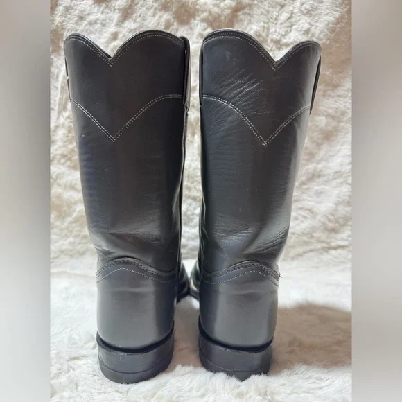 Justin Roper Cowboy Boots 3025 Gray Men 6.5C Made in USA VTG Y2K 87' Stock